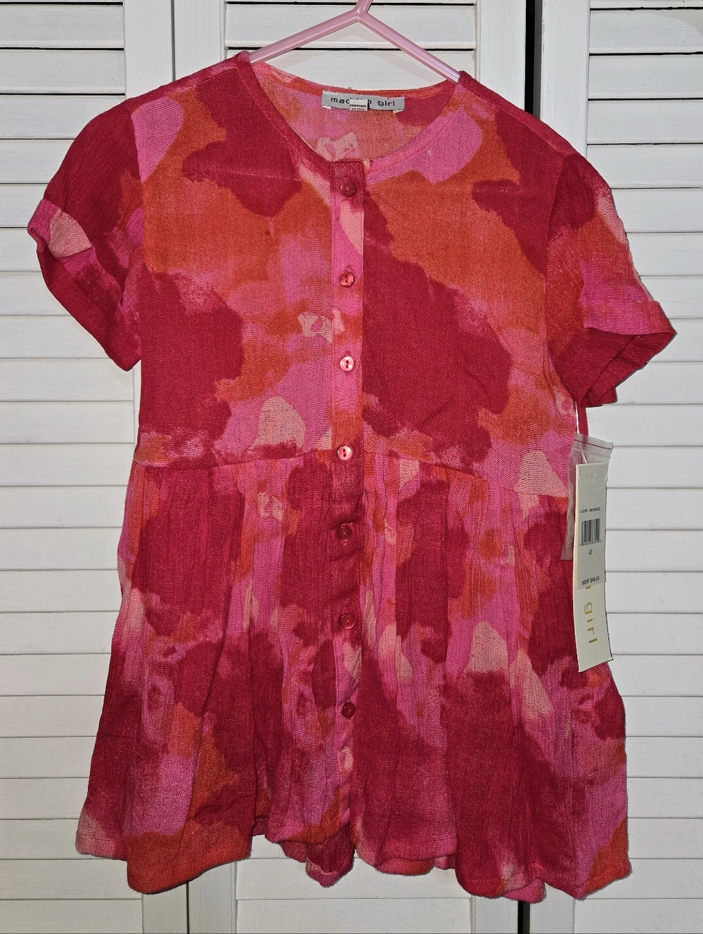 Madden Girl Girl's 4T Pink Peacock Tunic Dress NEW